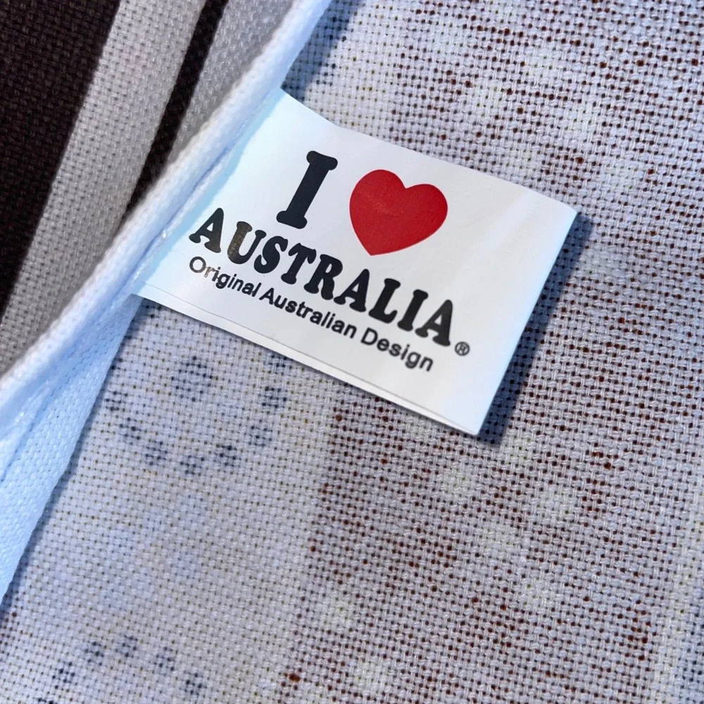 I Love Australia Kangaroo Boomerang Dot Art Cotton Tea Towel Brown Ochre 30